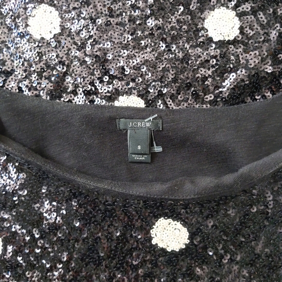 J Crew B&W Sequin Polka Dot Pullover Crewneck Shirt S - Picture 6 of 6